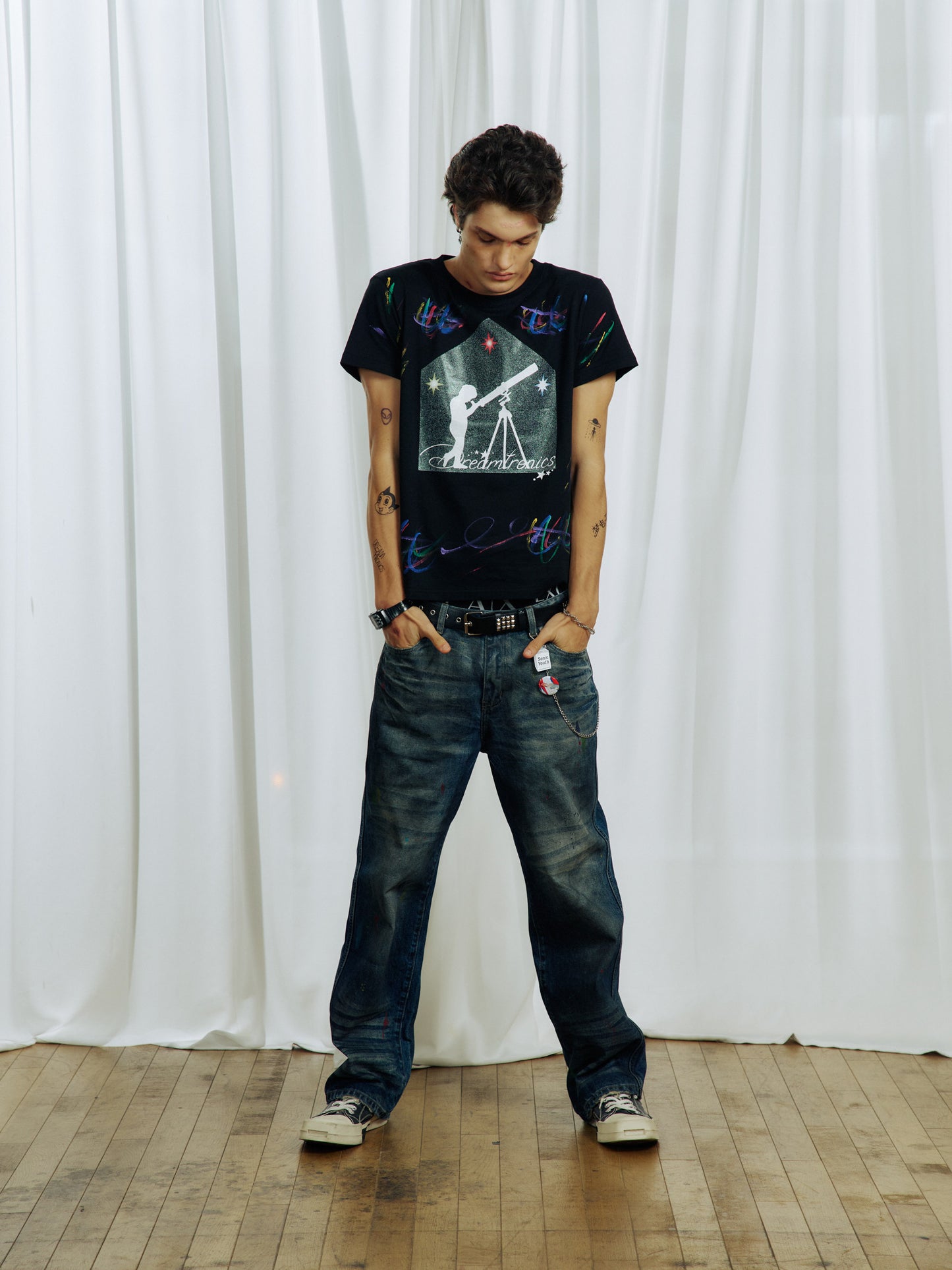 Handmade Ink Glitter Print T-Shirt