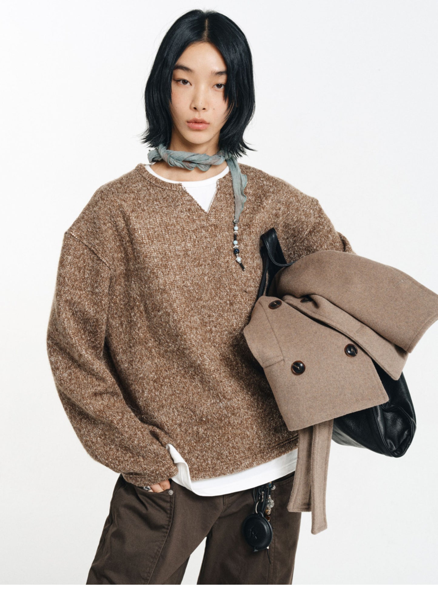 Wool Blend Faux Two-Piece Knit