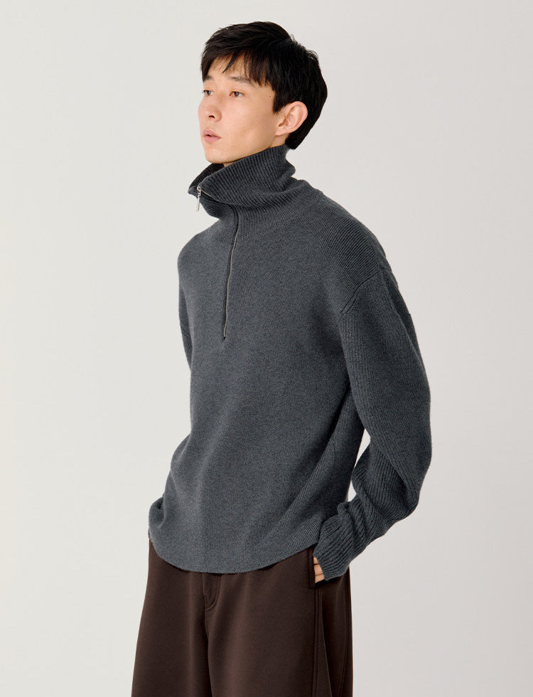 Half-Zip Stand Collar Sweater