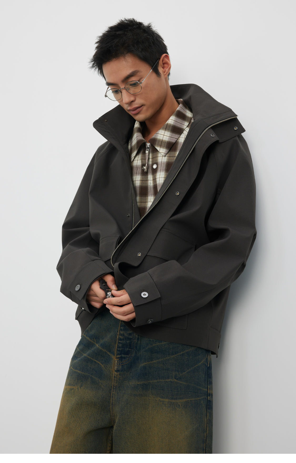 Stand collar short jacket