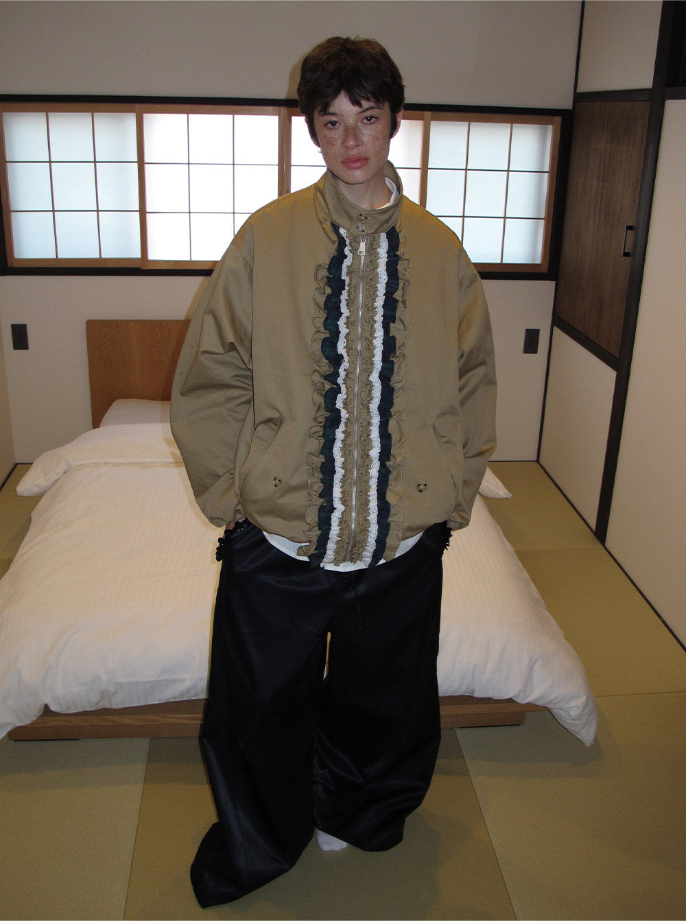 Ruffle Color Block Jacket