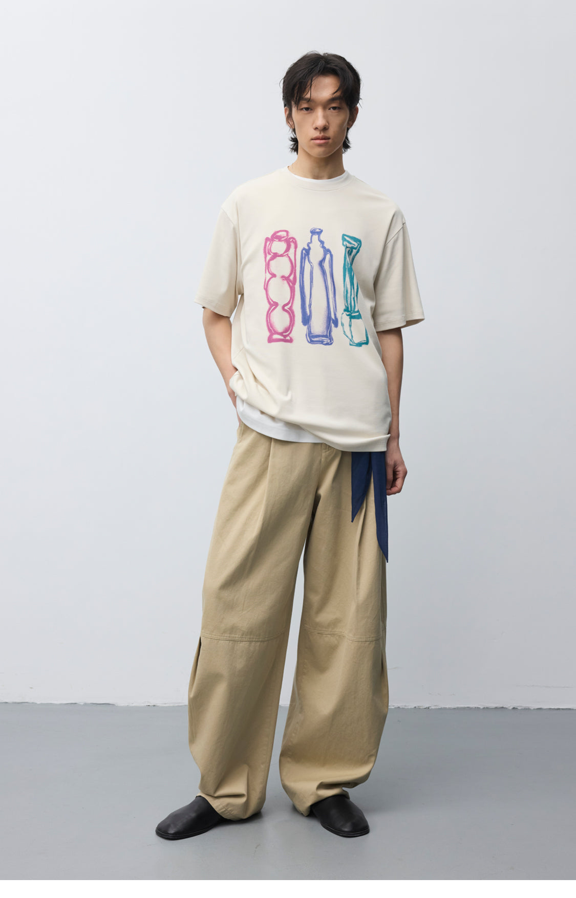 Washed Multi-Pleated Casual Pants