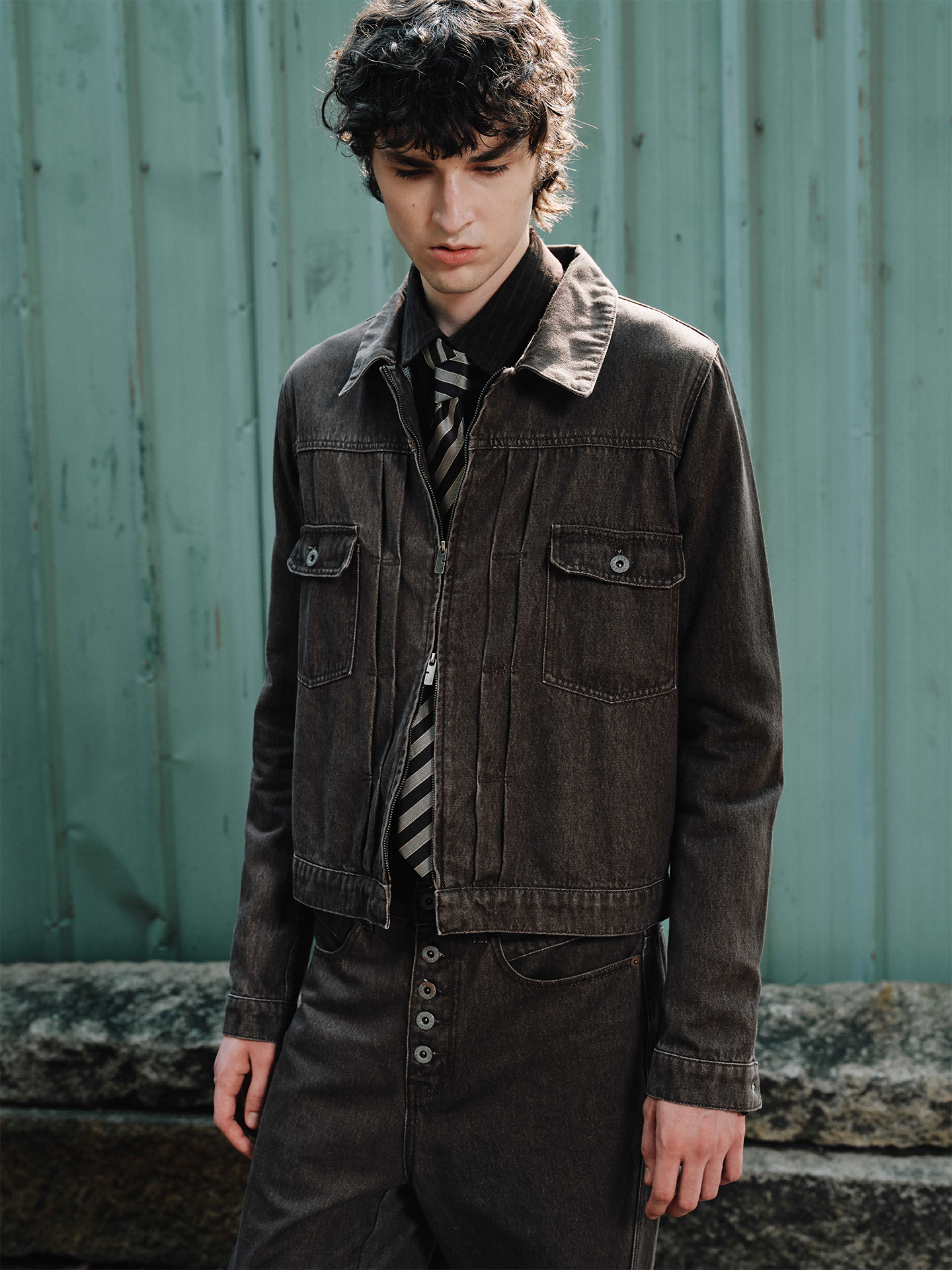 Faded old denim jacket