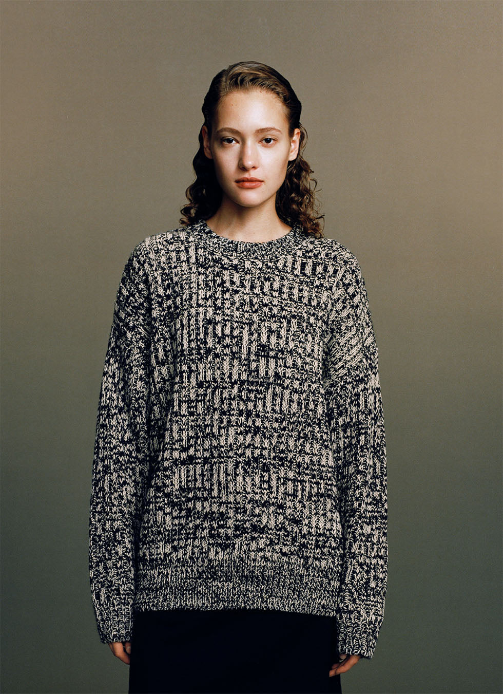 Unisex wool blend loose pullover sweater