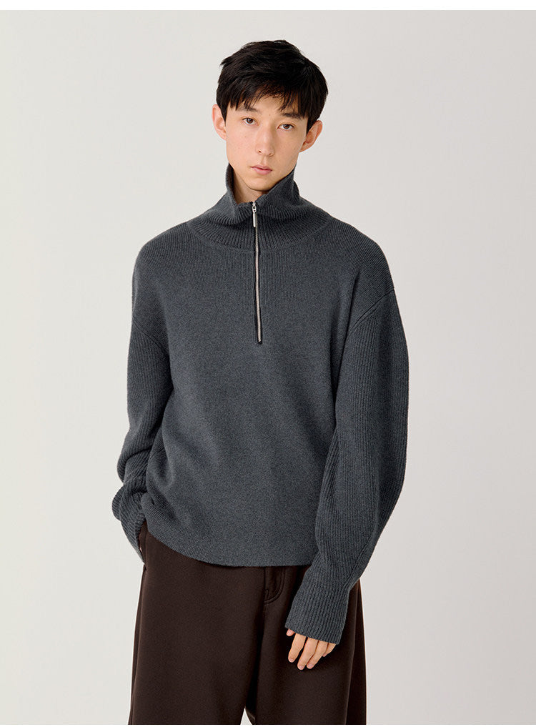 Half-Zip Stand Collar Sweater