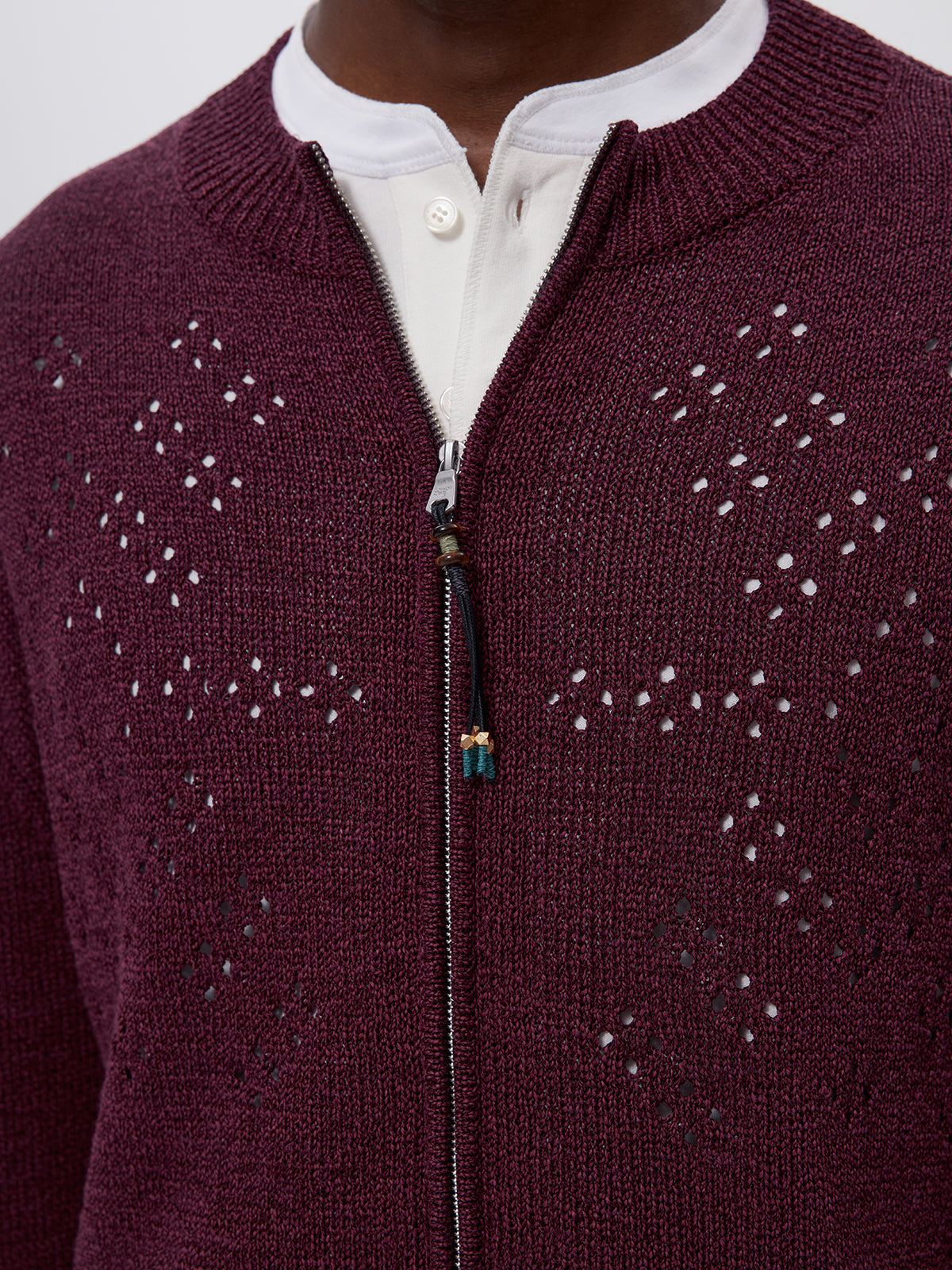 Beaded Zipper Cardigan