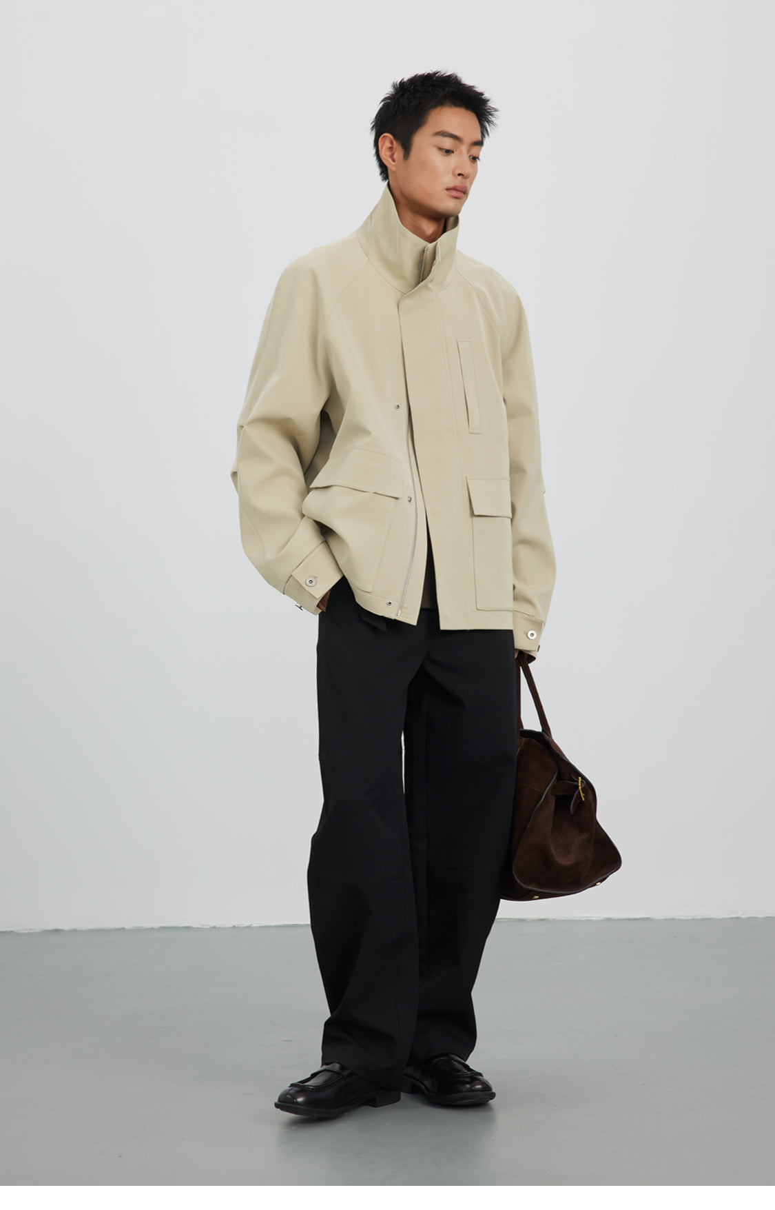 Stand collar short jacket