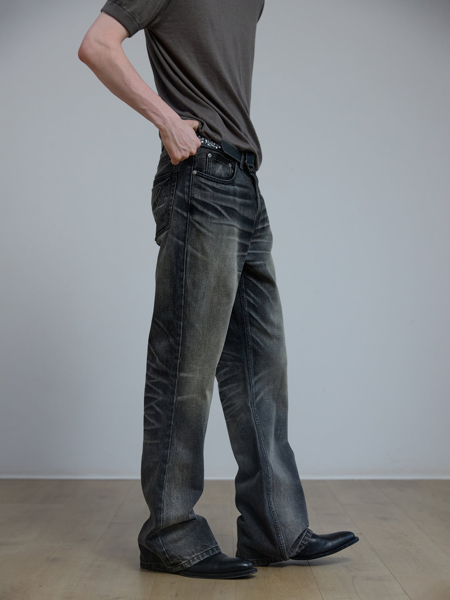 Vintage wash denim pants