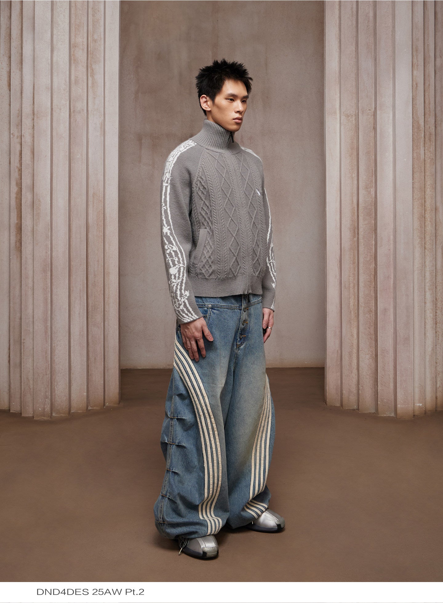 Cable-knit Zipper Cardigan