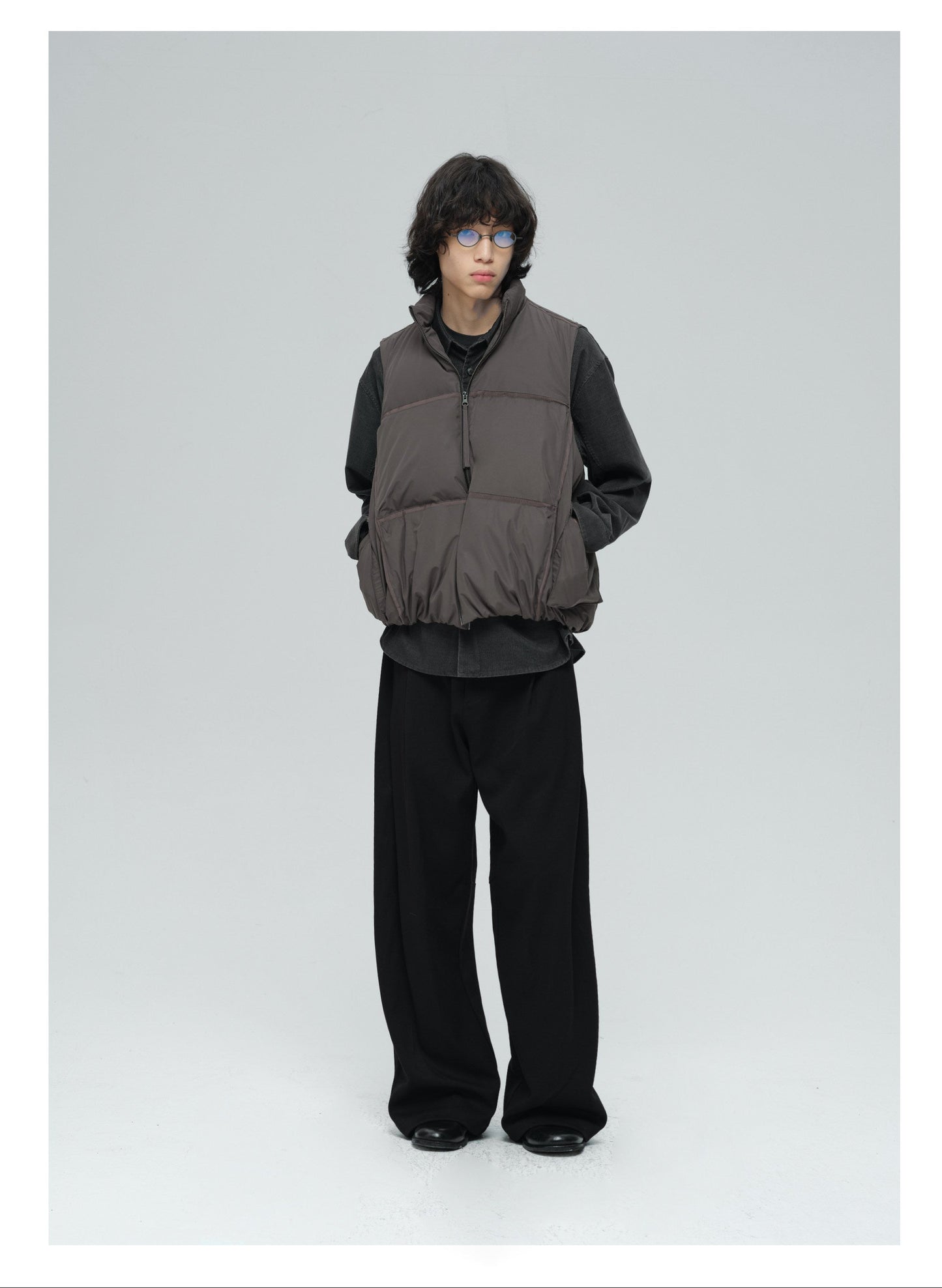 Double-Pleated Solid Casual Pants