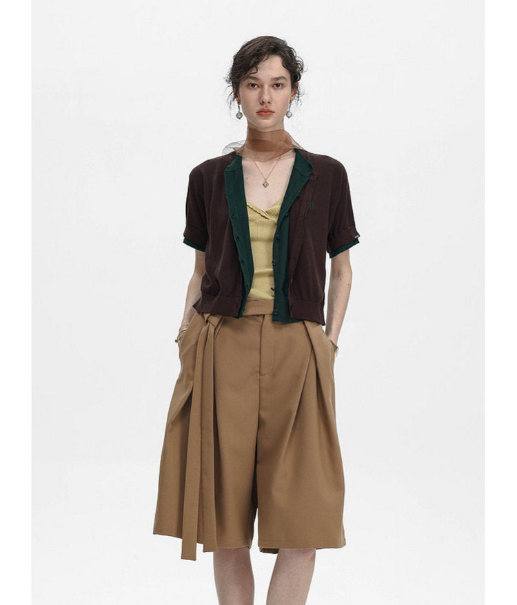 Faux Two-Piece Knit Cardigan