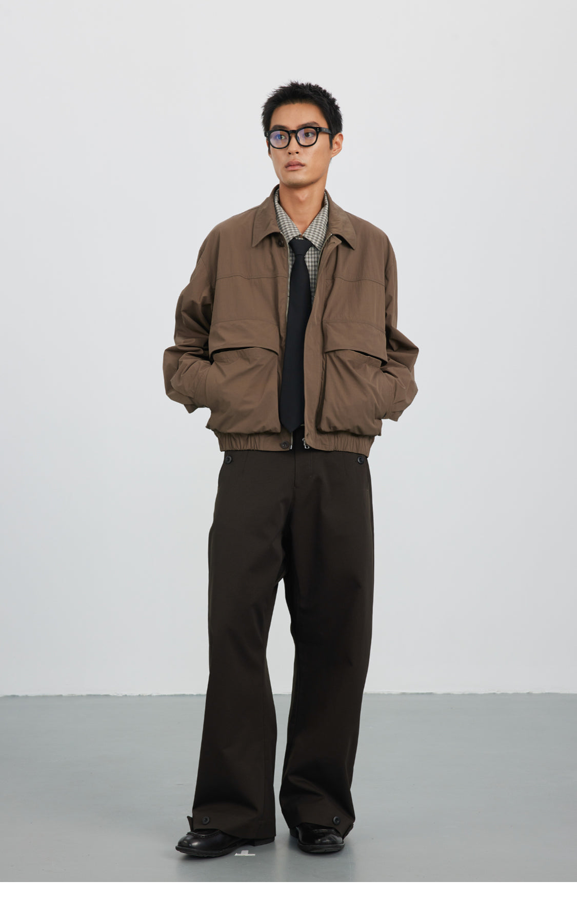 Straight Button Retro Fine Check Shirt