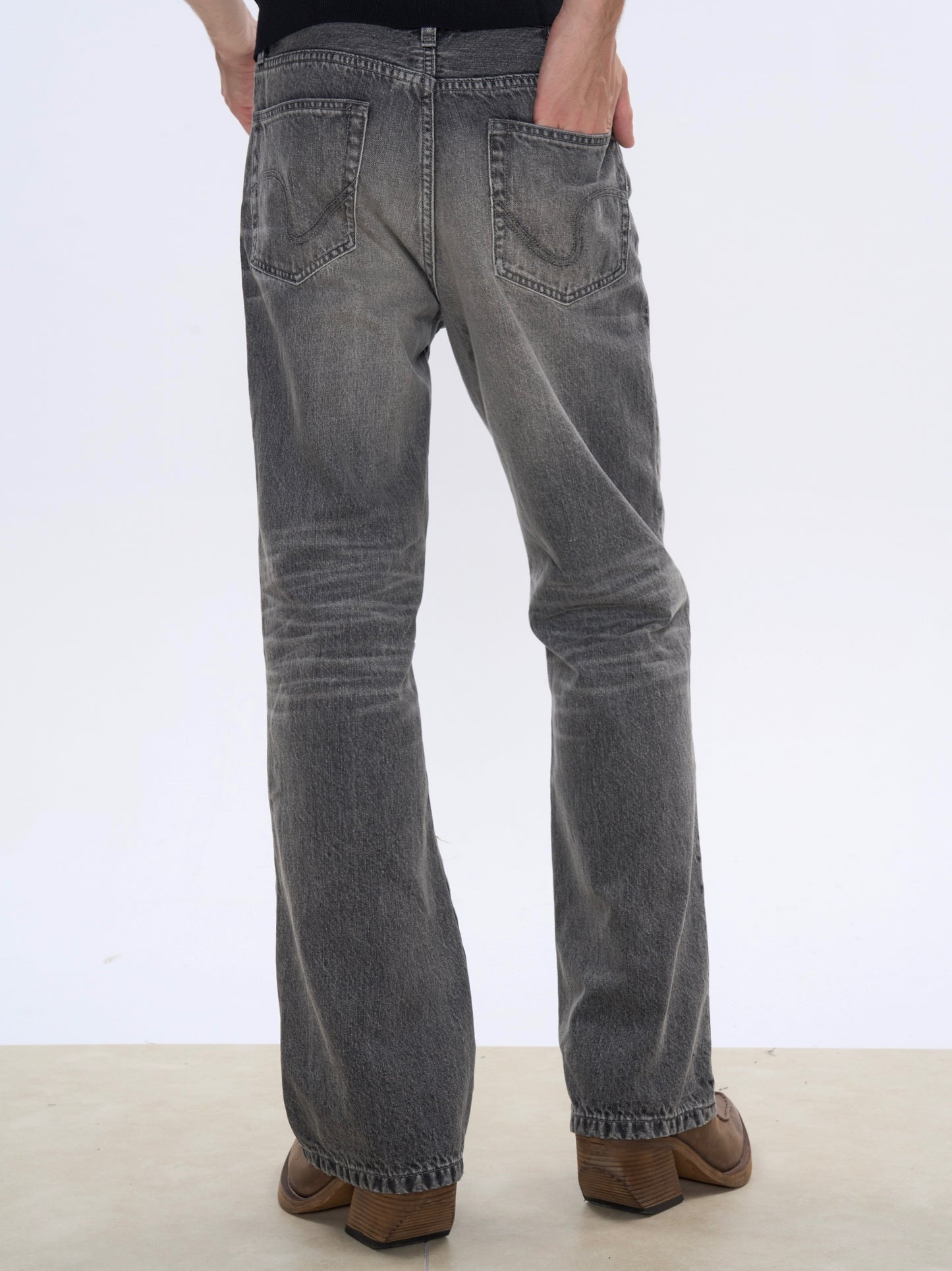 Retro Damaged Bootcut Jeans
