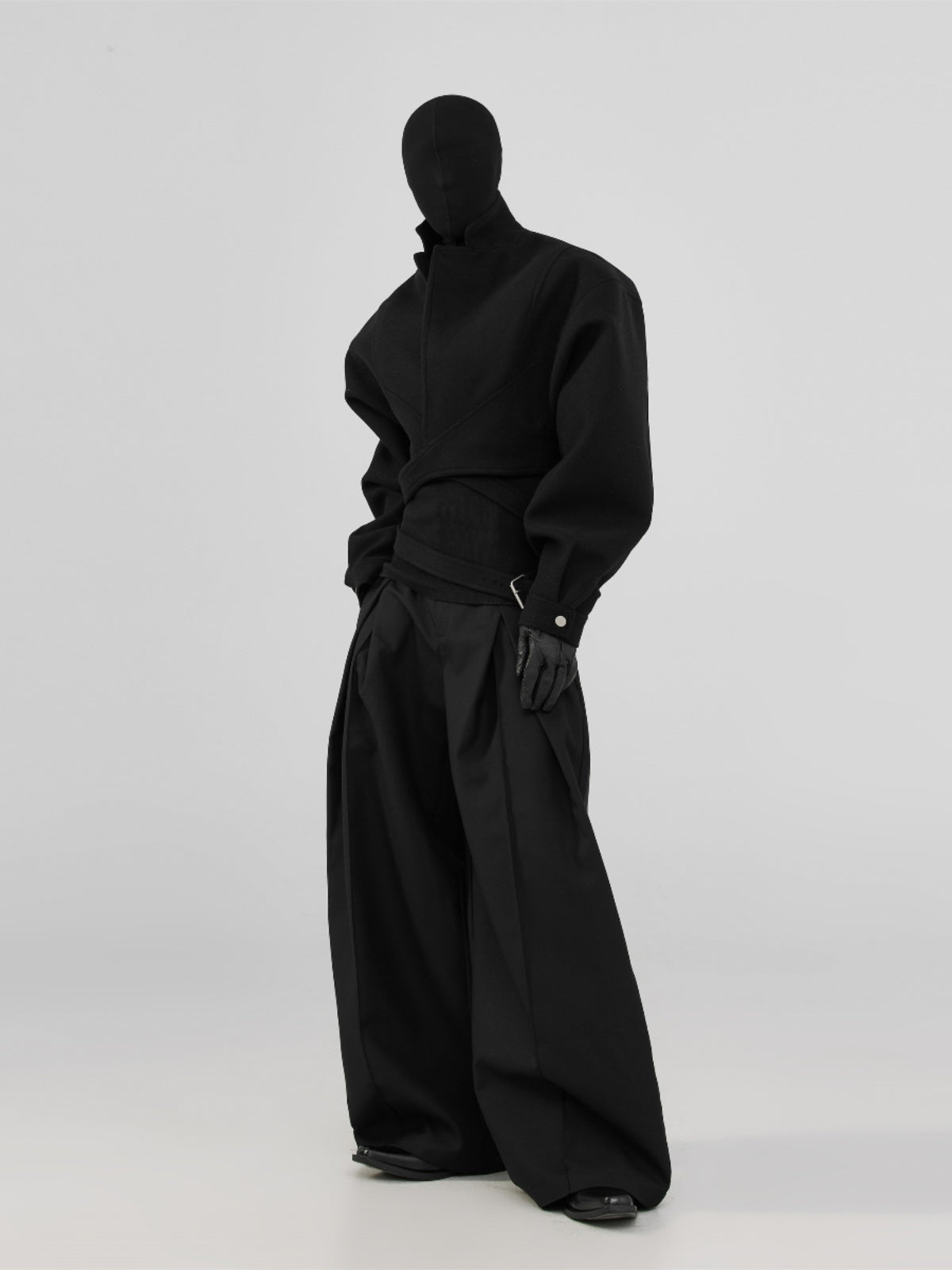 Three-dimensional pleated wide pants