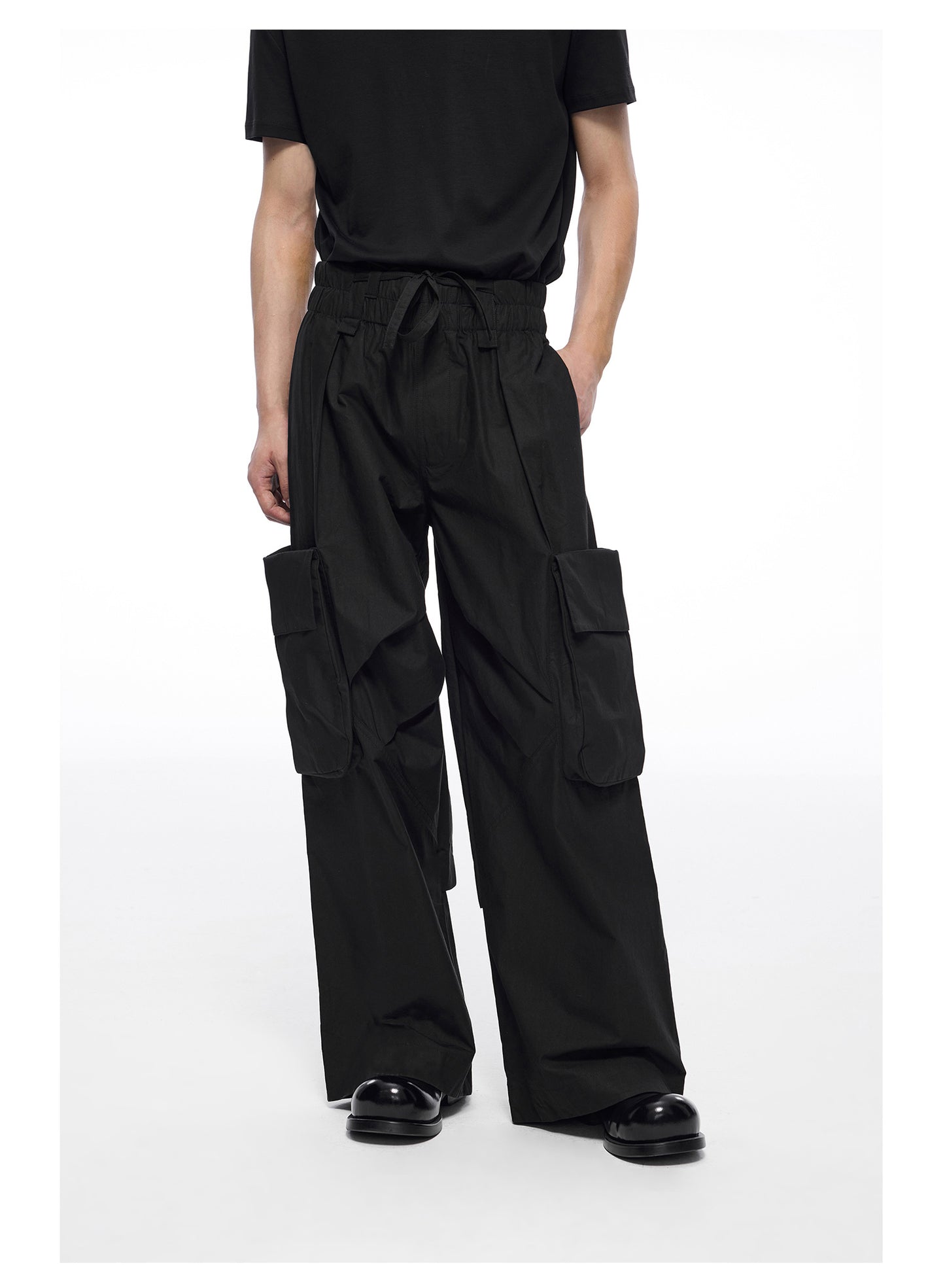 Waist elastic workwear wide pants