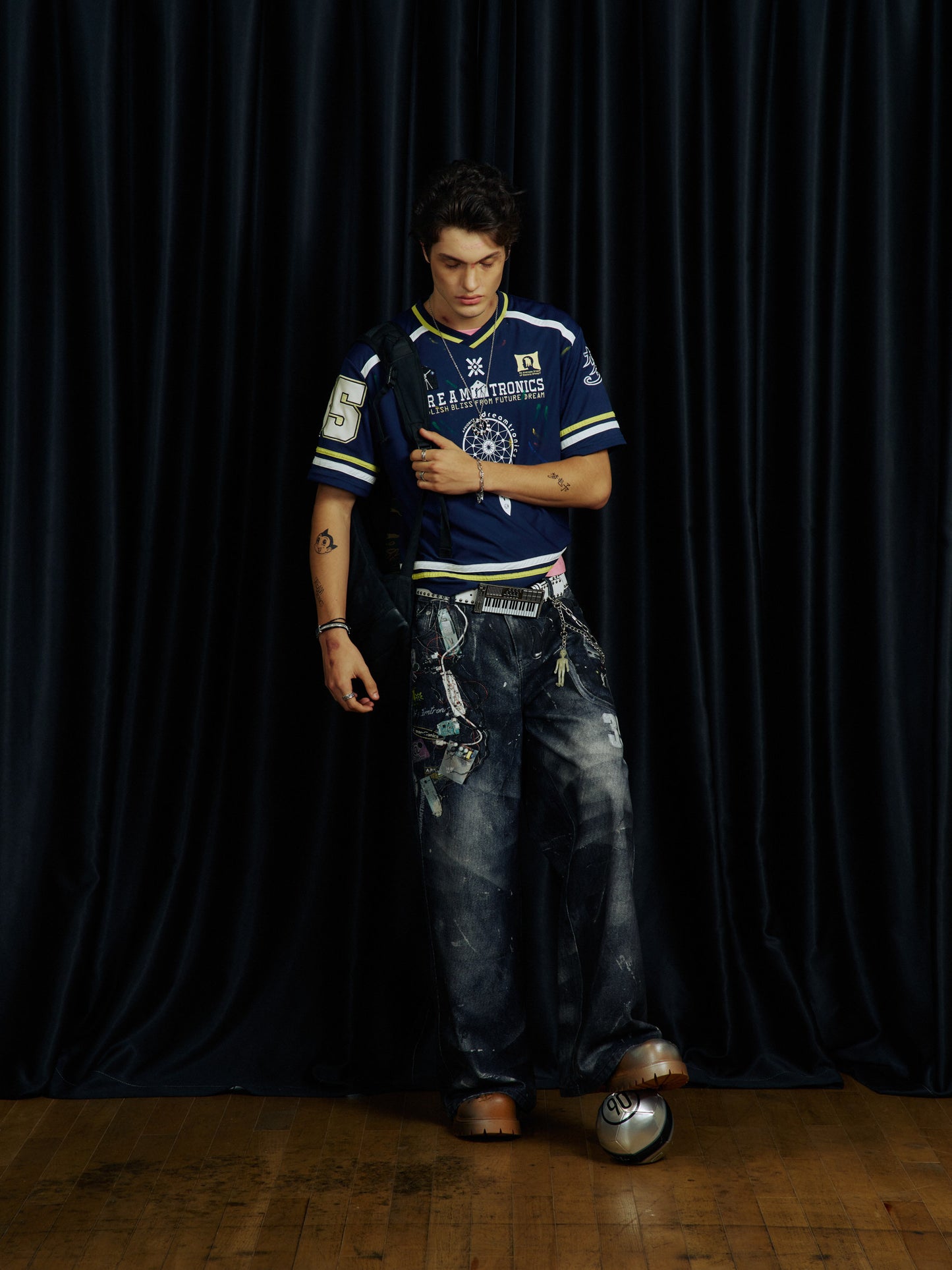 Splash Ink Straight-Fit Denim Pants