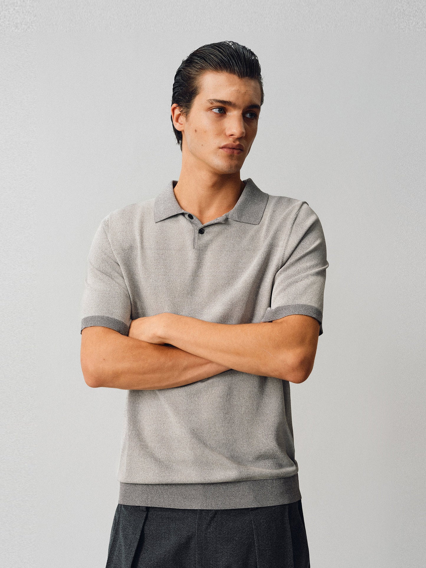 Gradient-Striped Knit Polo Shirt
