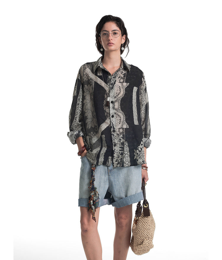 Rococo Retro Print Shirt