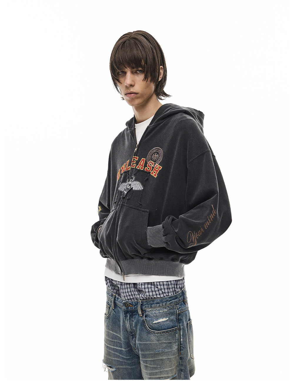 Sweatshirt with Letter-Printed Badge