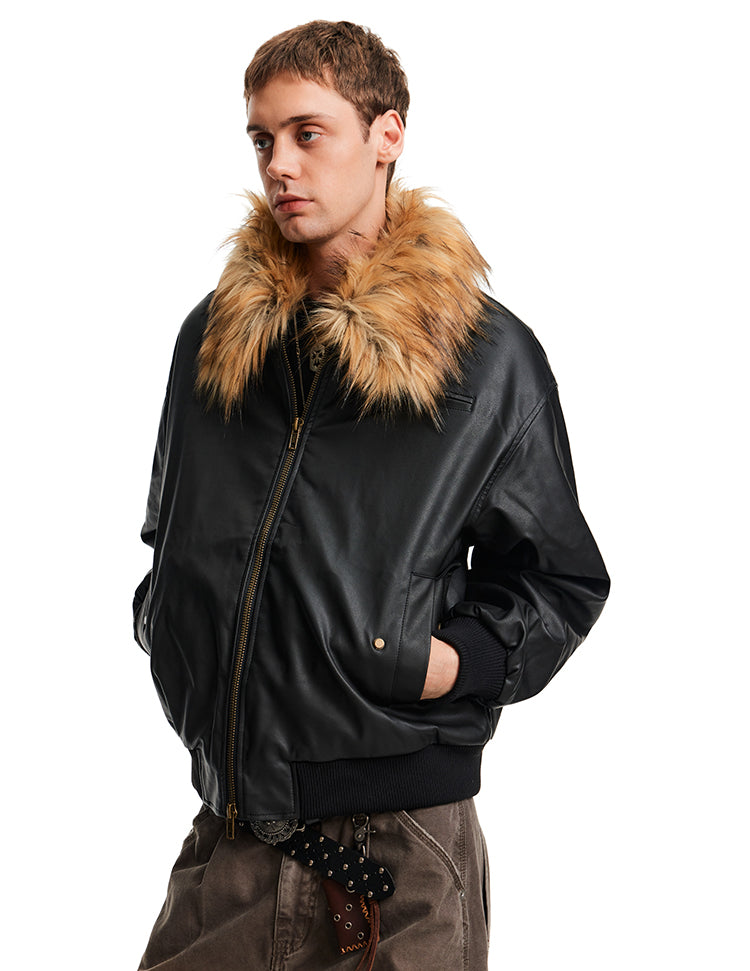 Fur Collar Leather Jacket