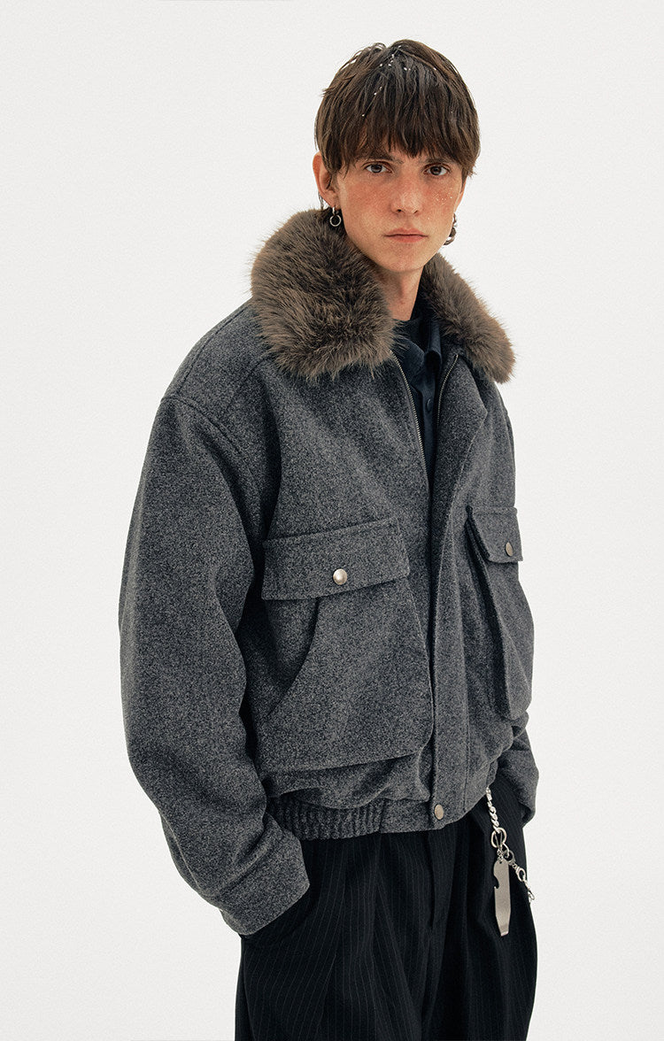 Old Money Style Fur Collar Jacket