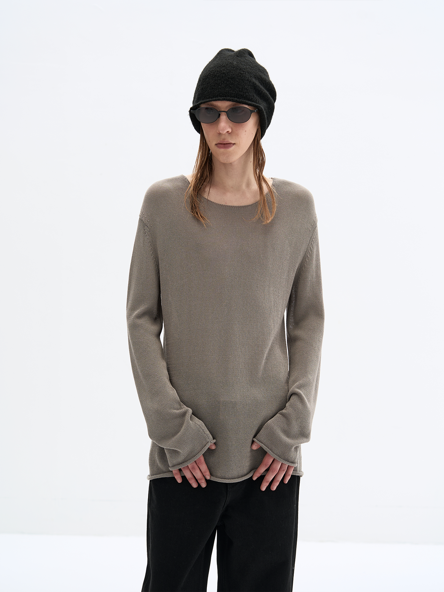 Wide collar wool shirt