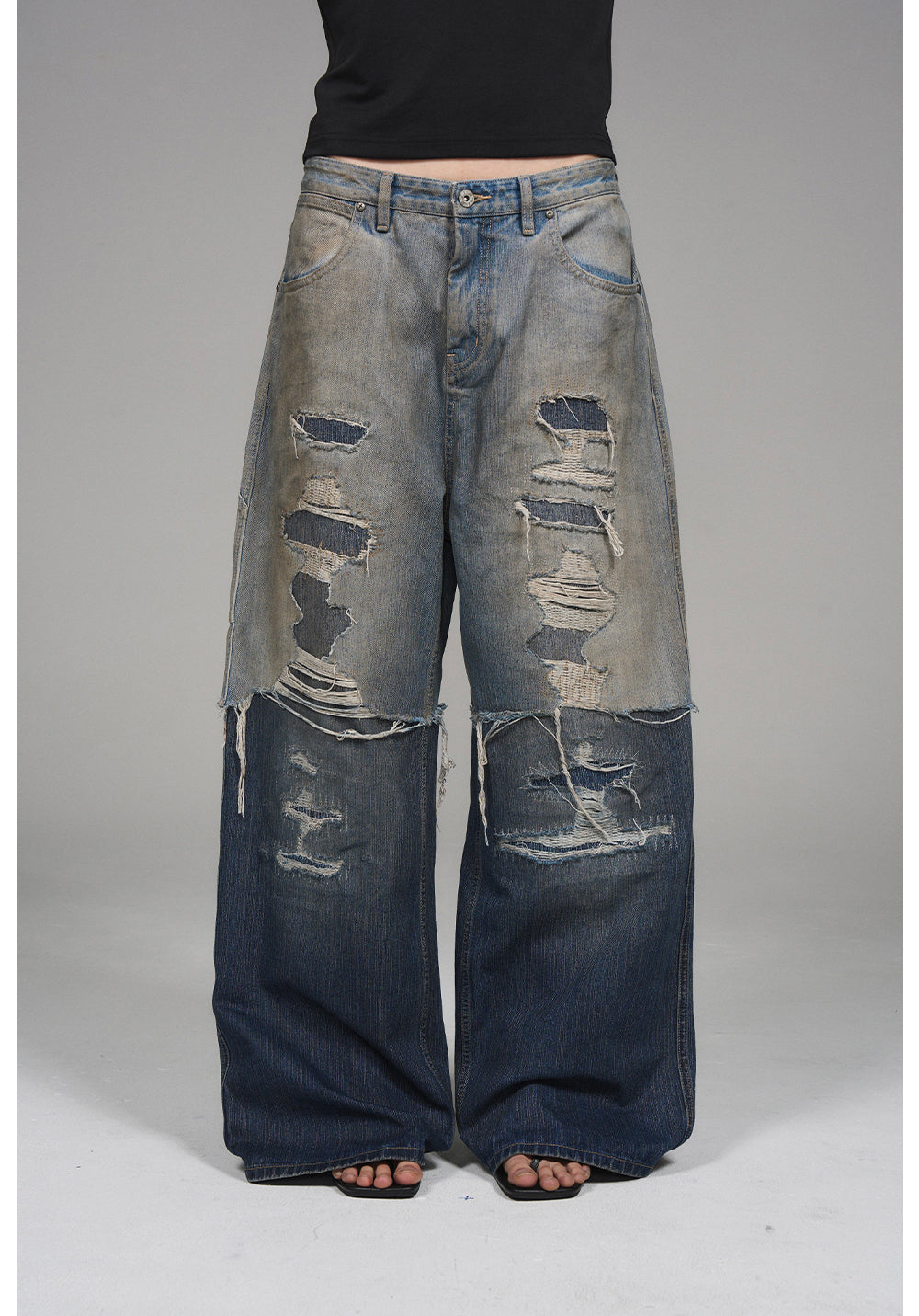 Washed Old Denim Pants