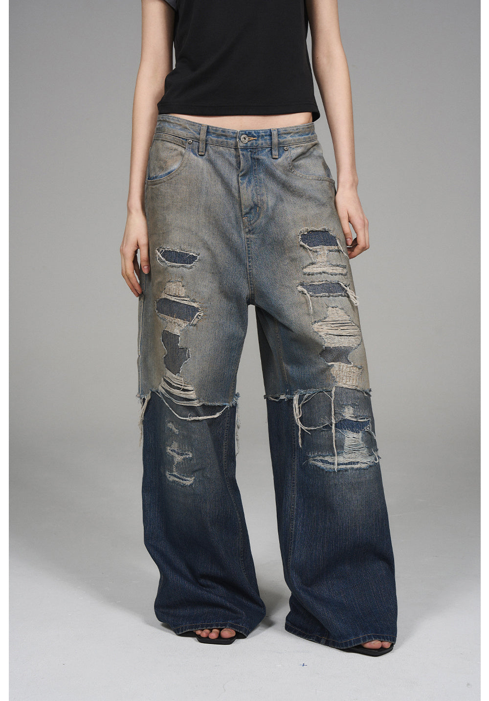 Washed Old Denim Pants
