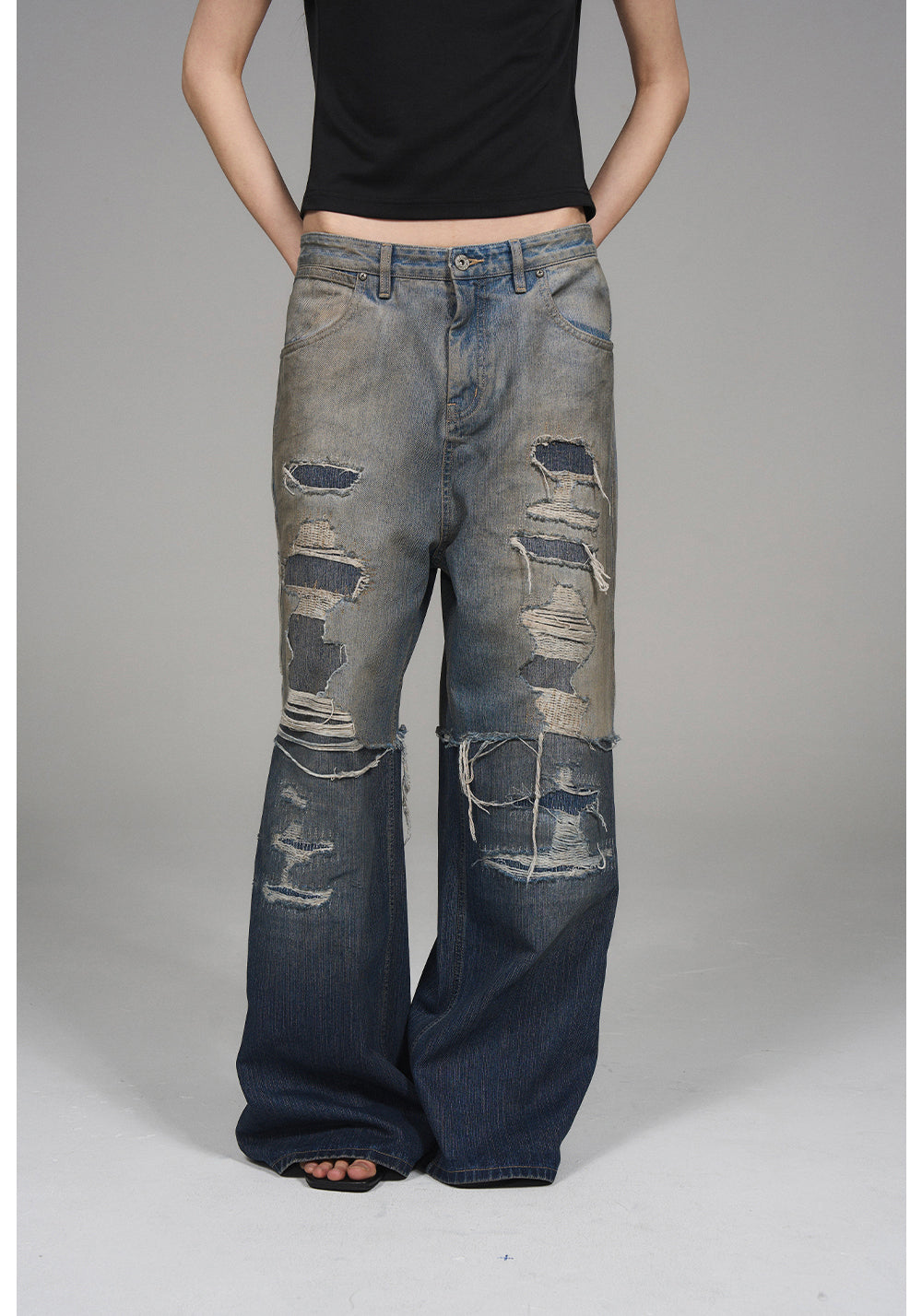 Washed Old Denim Pants