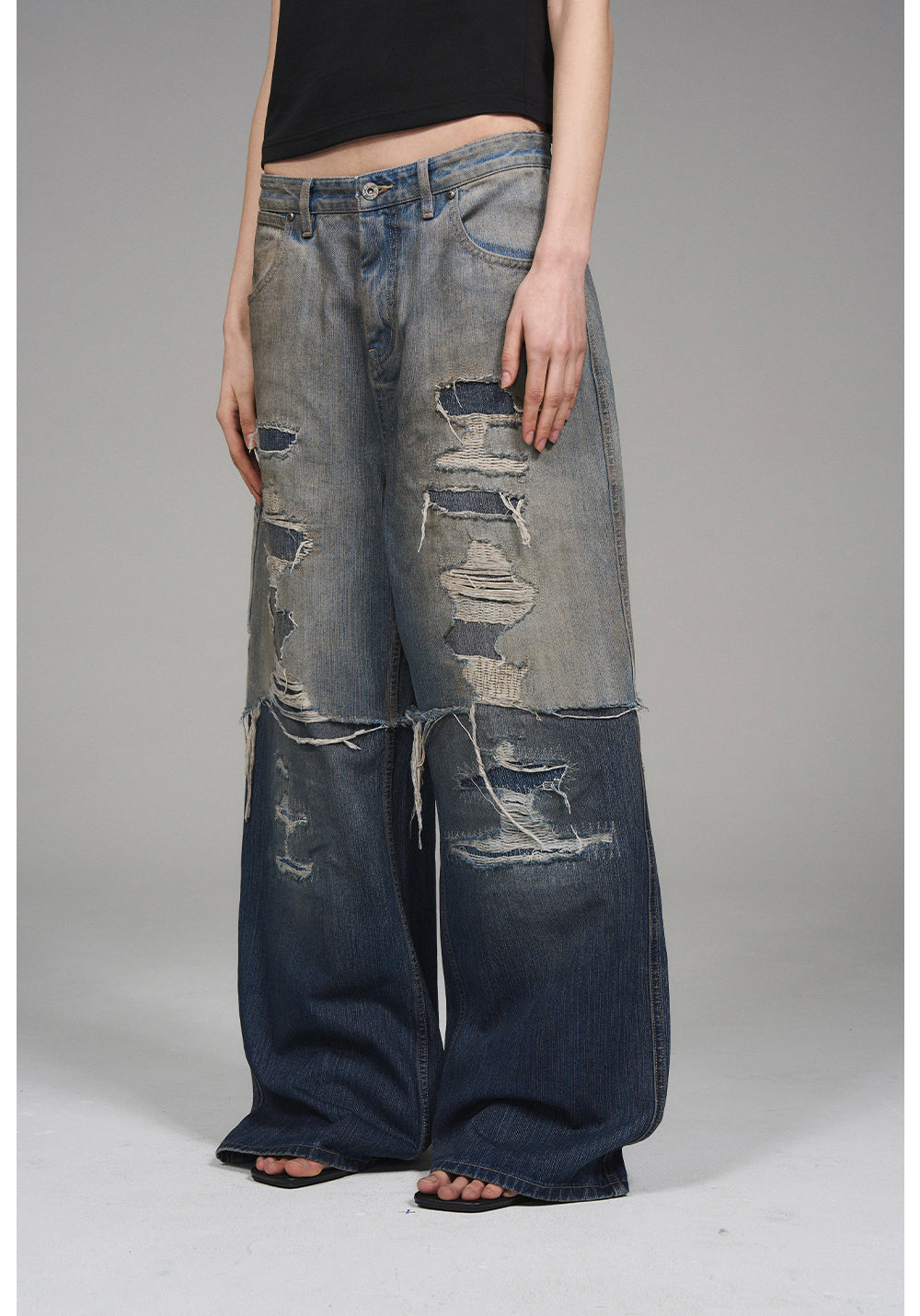 Washed Old Denim Pants