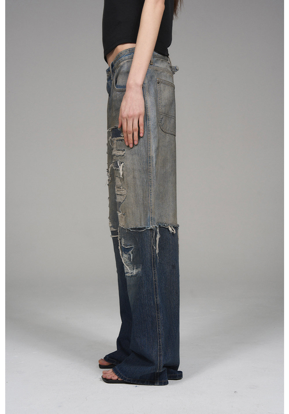 Washed Old Denim Pants