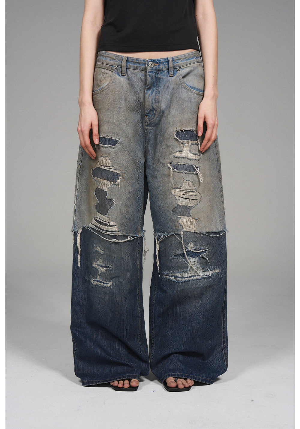 Washed Old Denim Pants