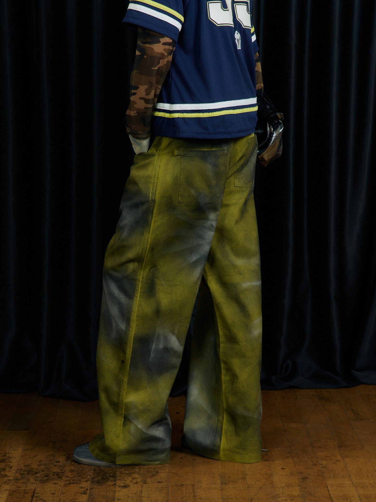 Hand-dyed Spray-Dye Straight Casual Pants