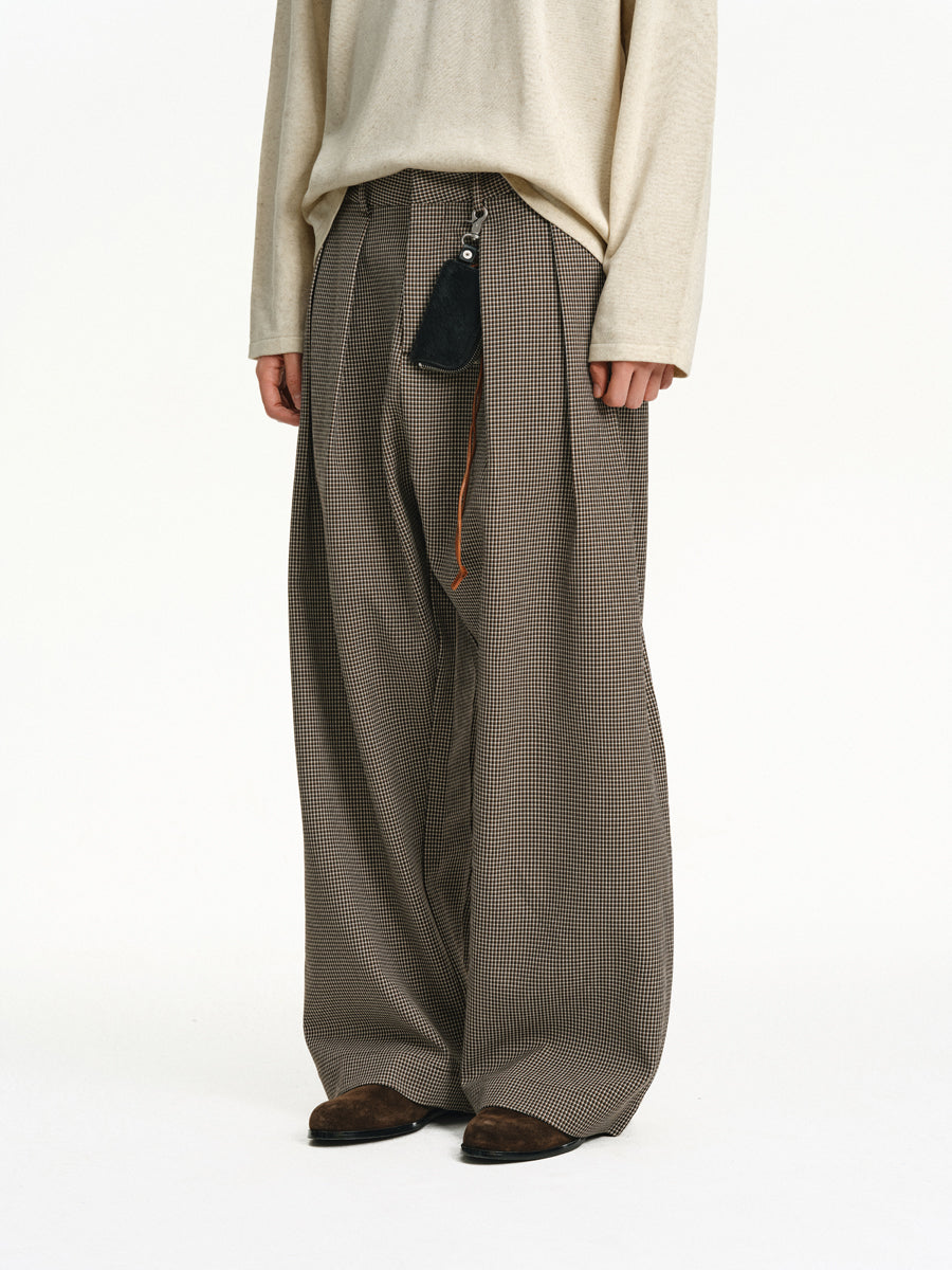 4-Pleat Wide-Leg Pants