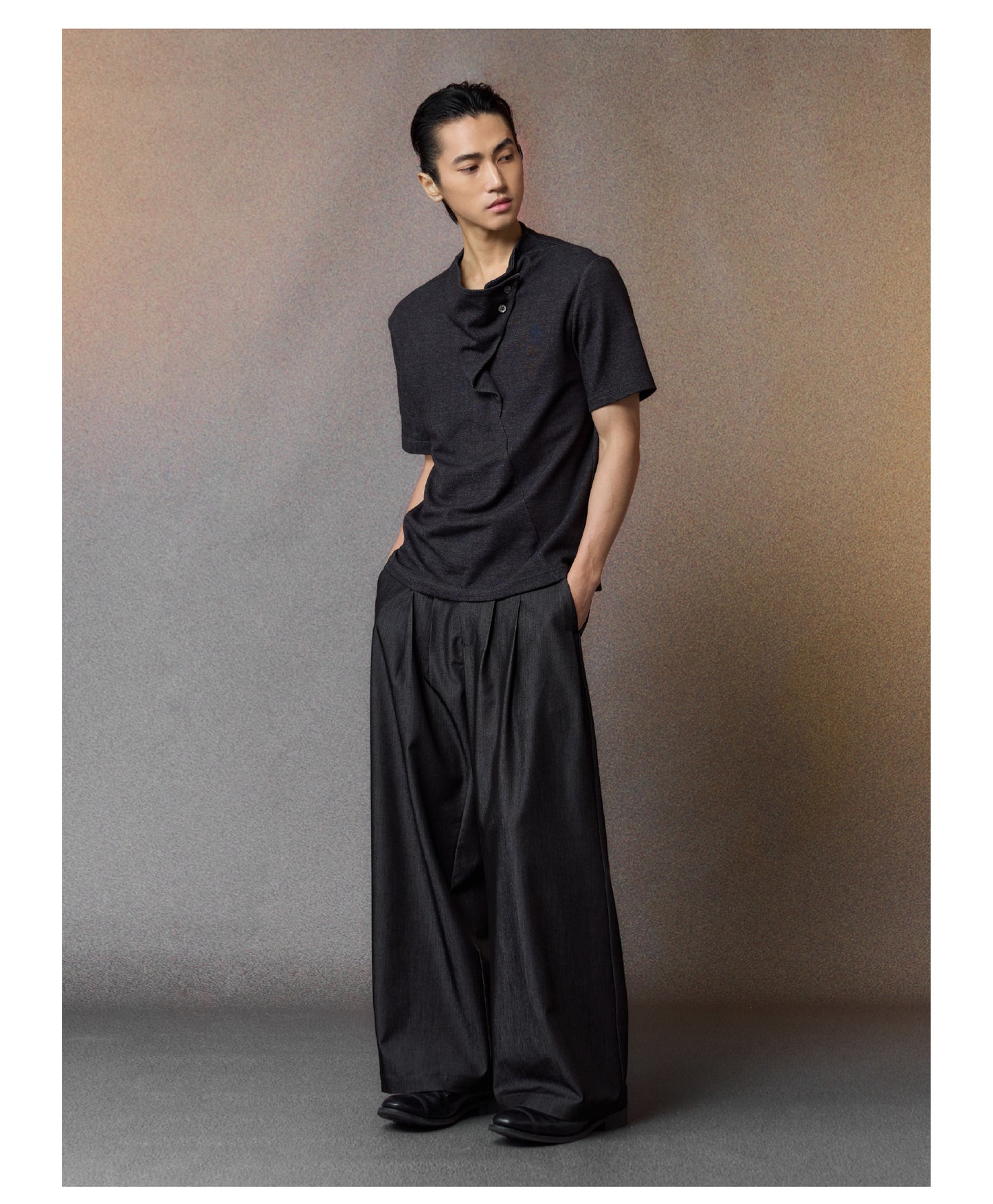 Draped Straight-Leg Pants