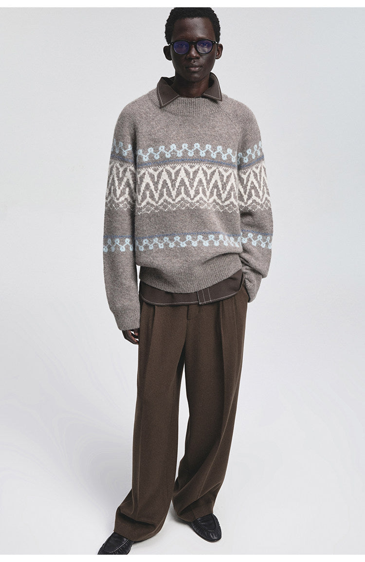 Wide Crew Neck Raglan Sleeve Knit