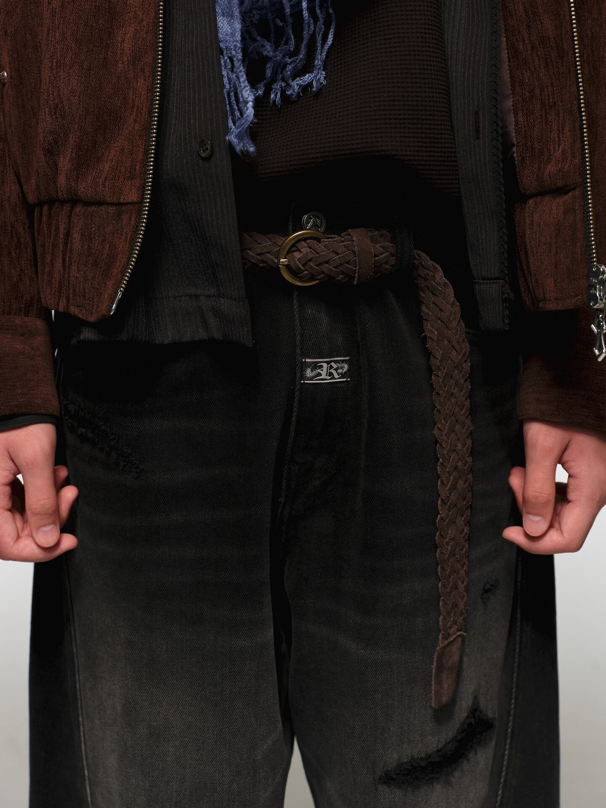 Cut Washed Black Vintage Jeans