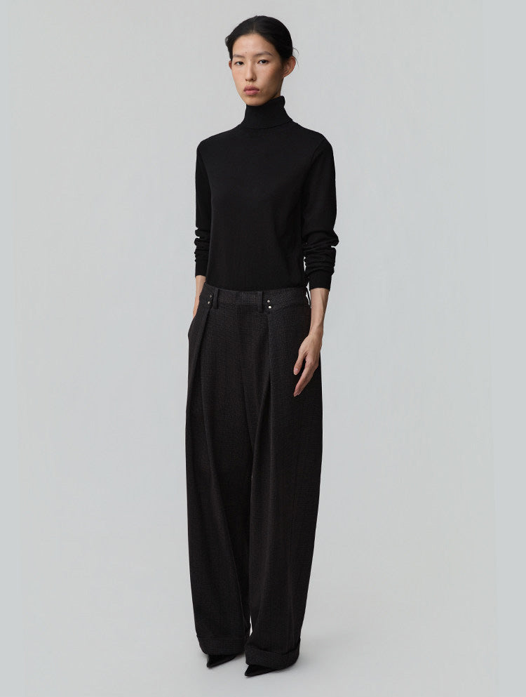 Double-Pleated Waist Casual Pants