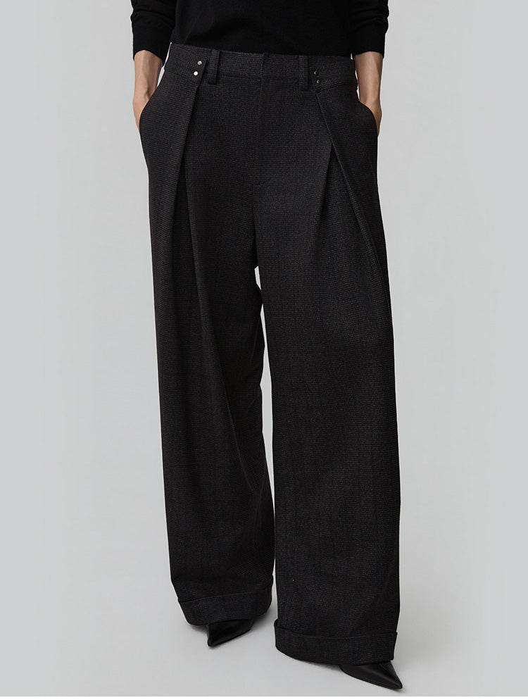 Double-Pleated Waist Casual Pants
