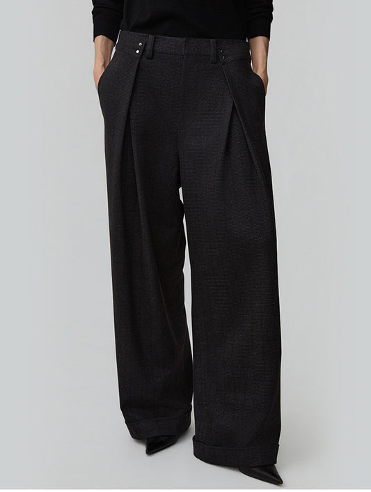 Double-Pleated Waist Casual Pants