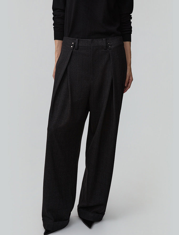 Double-Pleated Waist Casual Pants