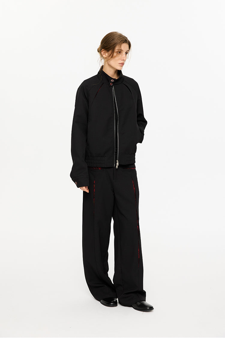 Contrast color straight pants