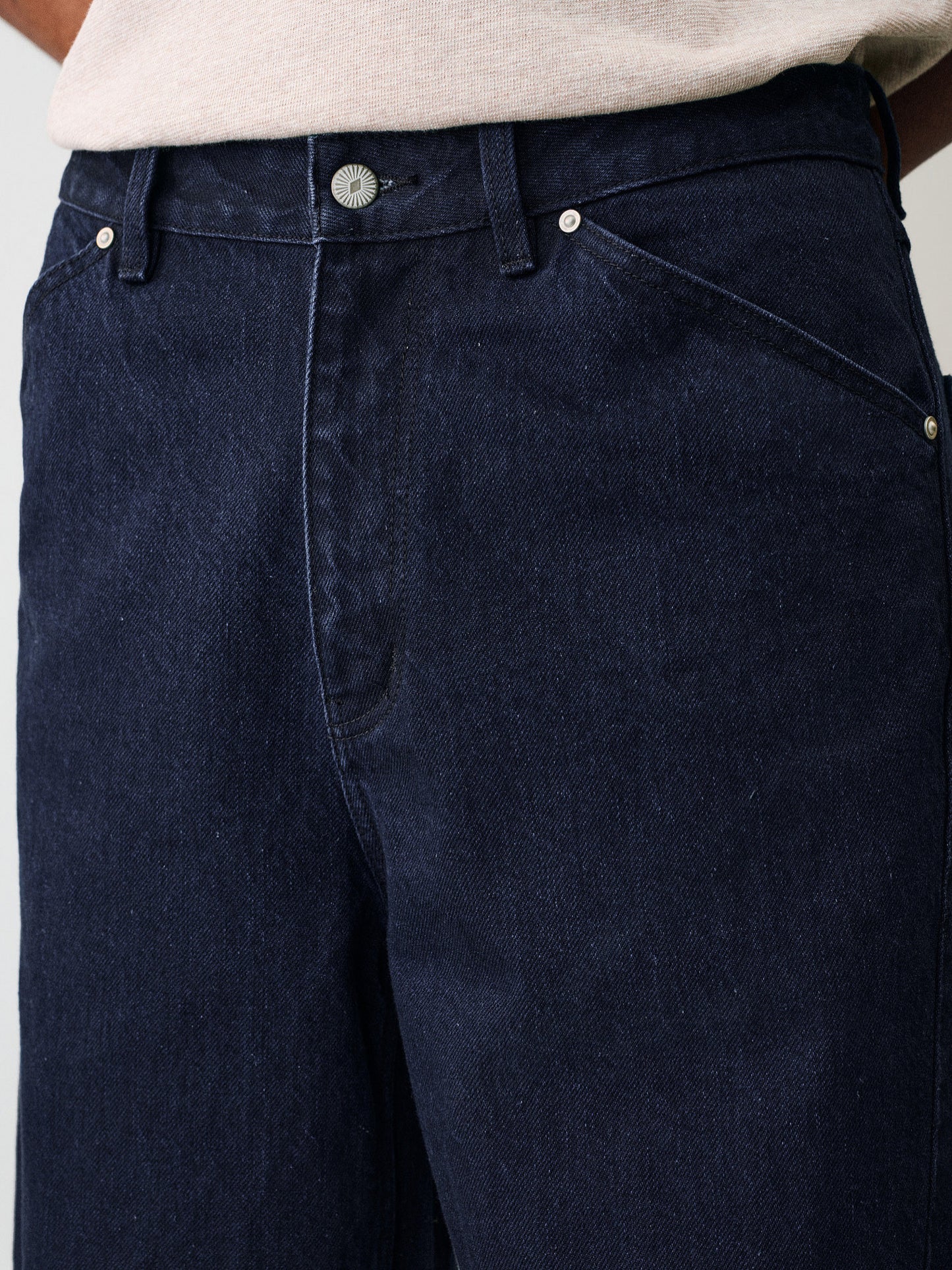 Diagonal Stitching Denim Pants