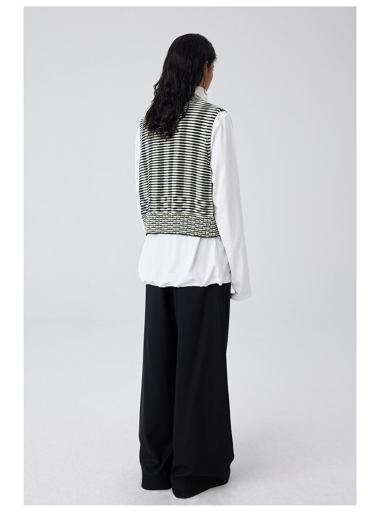 Striped knit strap vest