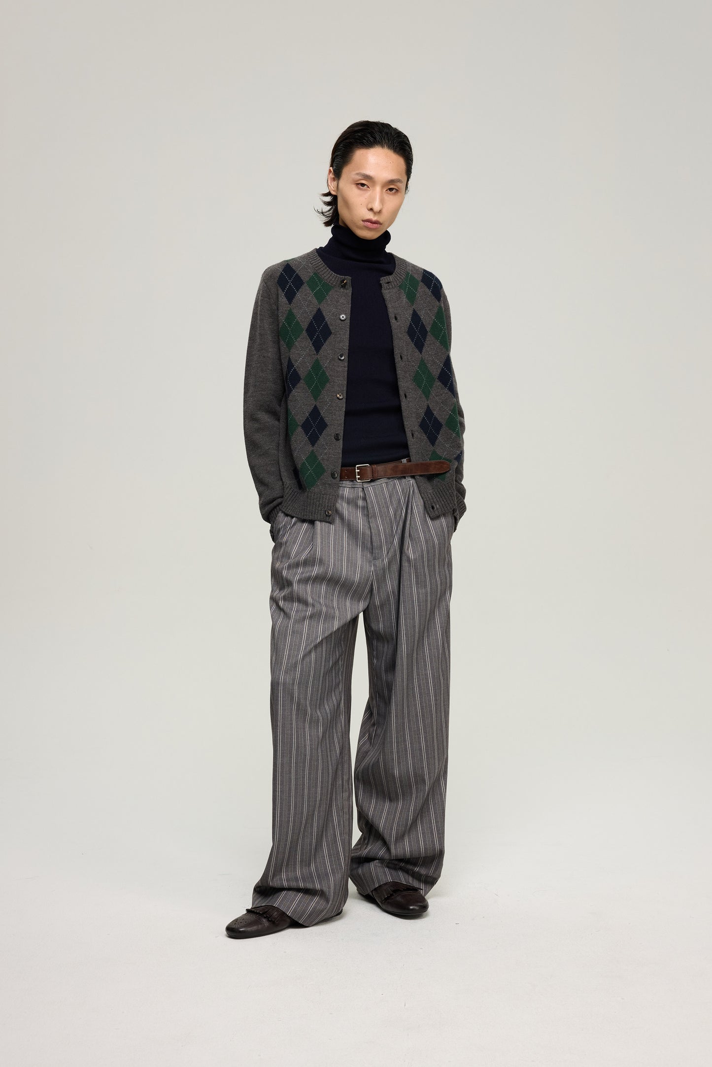 Diamond Jacquard Wool-Blend Cardigan