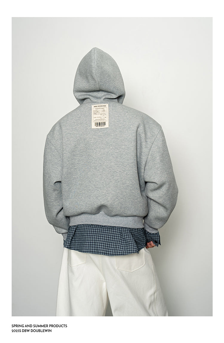 Checkered Pattern Faux Two-Piece Sweatshirt