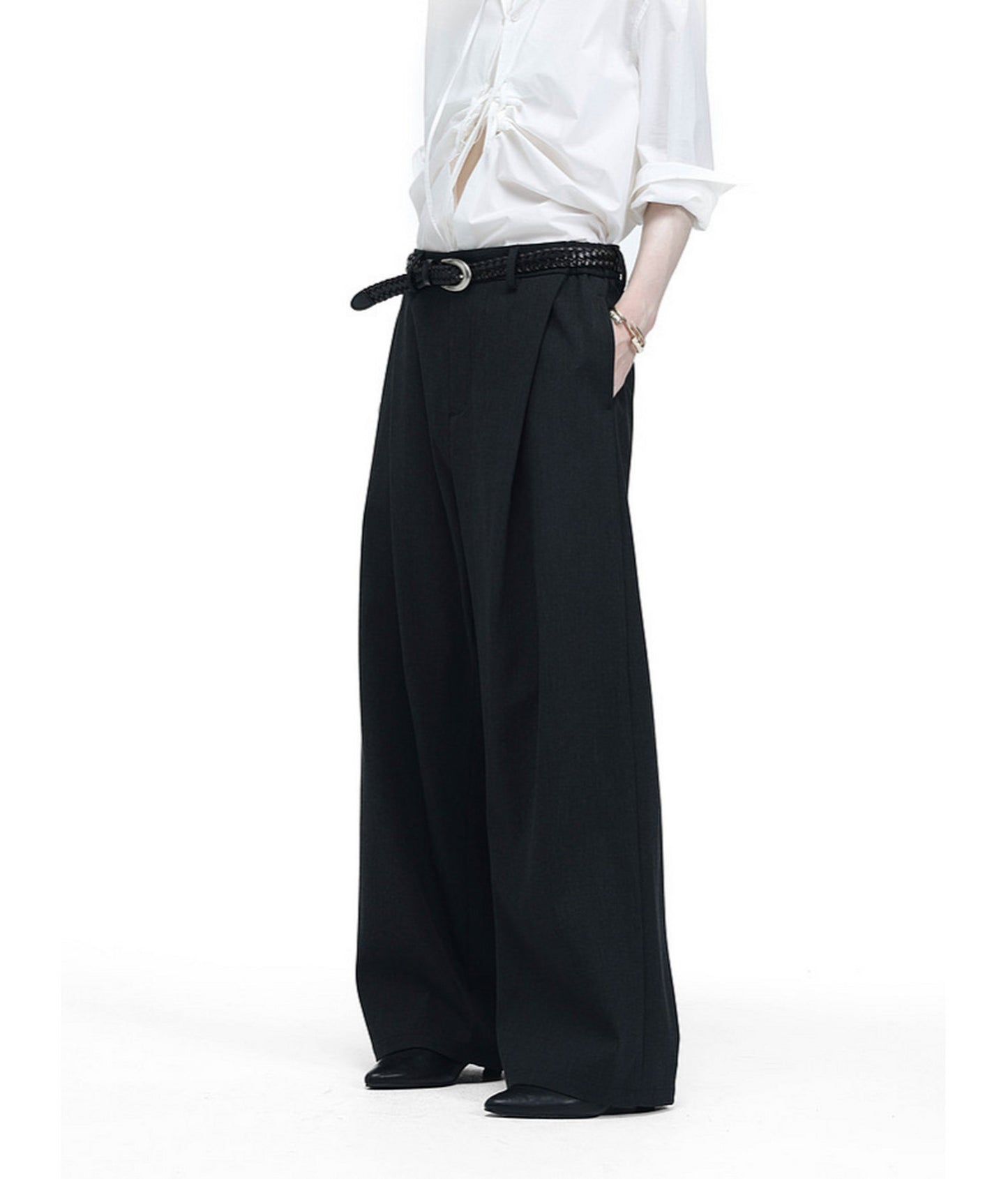Vintage-Style Pleated Casual Pants