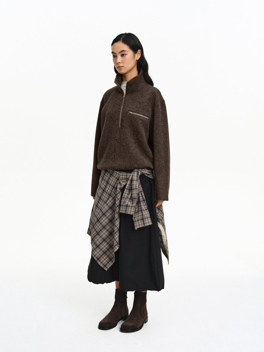 Stand Collar Zipper Shirt