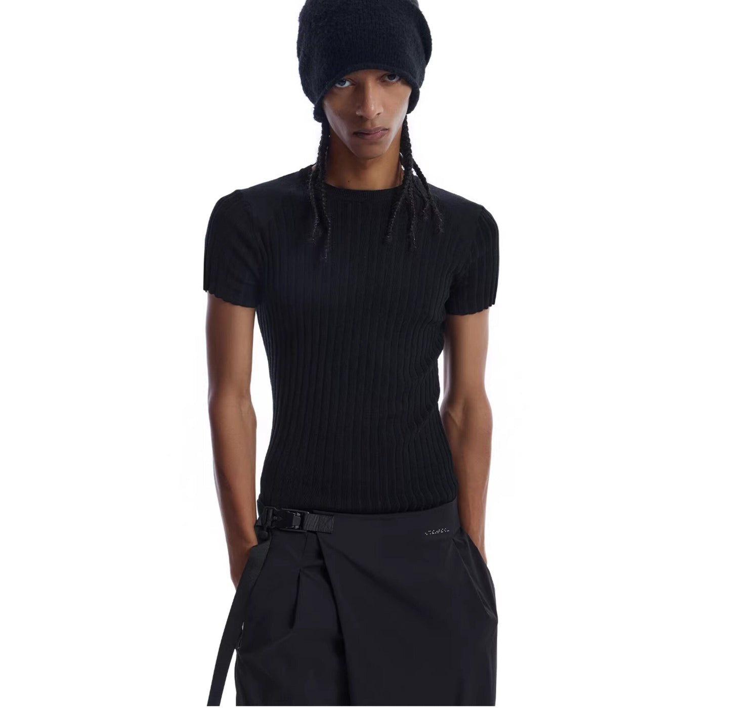 Large-Ribbed Slim-Fit Knit Shirt