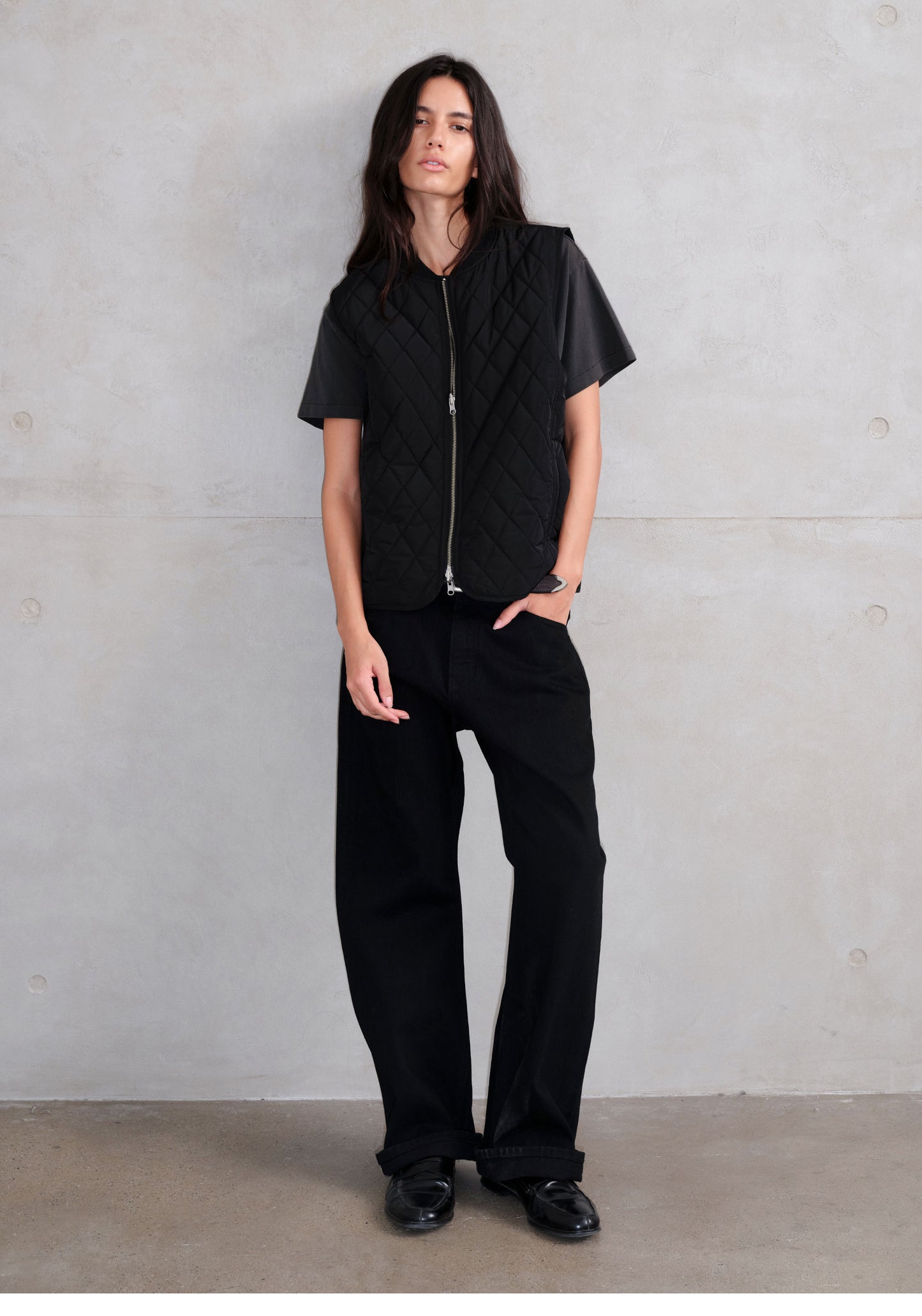 Basic Light-Wash Plain Black Denim